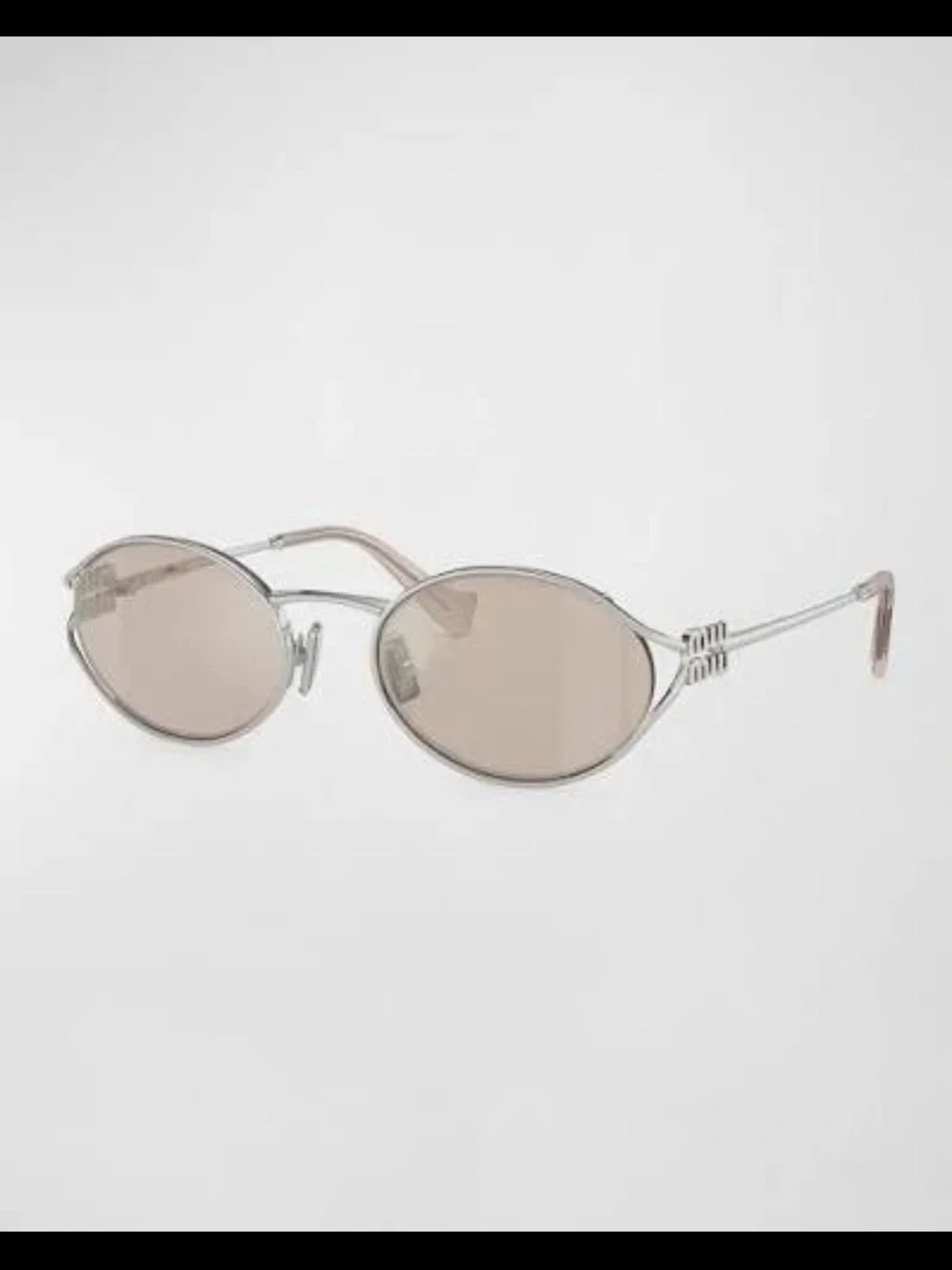 Miu Miu 54MM Metal Round Oval Frame Sunglasses Silver Taupe NWT